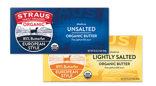 straus family creamery unsalted and lightly salted organic butter products